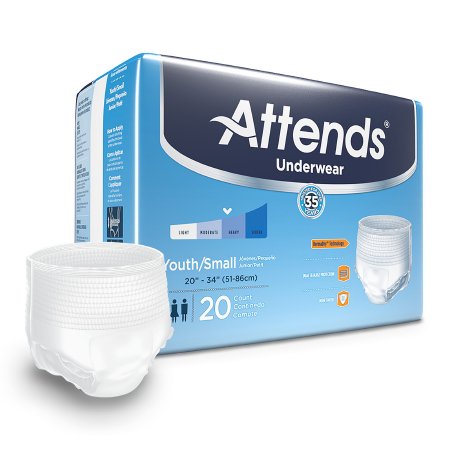 Unisex Adult / Youth Absorbent Underwear Attends® Advanced Pull On with Tear Away Seams  Disposable Heavy Absorbency