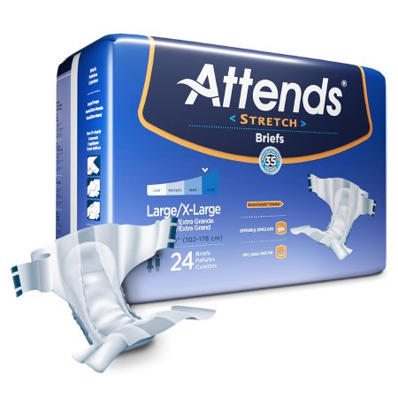 Unisex Adult Incontinence Brief Attends® Stretch  Disposable Heavy Absorbency