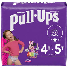 Female Toddler Training Pants Pull-Ups® Learning Designs® for Girls Pull On with Tear Away Seams Size 6, 4T to 5T Disposable Heavy Absorbency