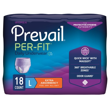 Female Adult Absorbent Underwear Prevail® Per-Fit® Women Pull On with Tear Away Seams Disposable Moderate Absorbency