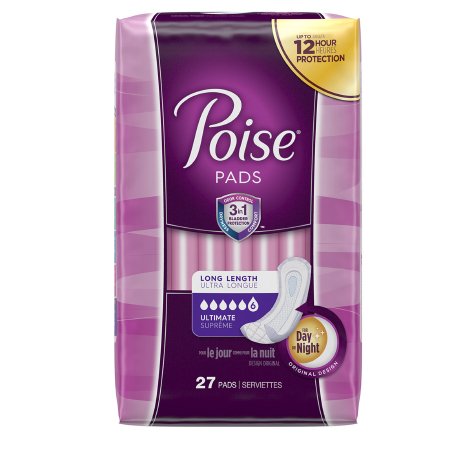 Bladder Control Pad Poise® 15.9 Inch Length Heavy Absorbency Absorb-Loc® Core One Size Fits Most Adult Female Disposable