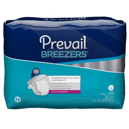 Unisex Adult Incontinence Brief Prevail® Breezers®  Disposable Heavy Absorbency