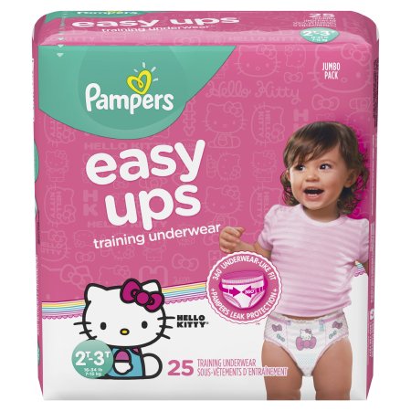 Female Toddler Training Pants Pampers® Easy Ups™ Pull On with Tear Away Seams Size 2T to 3T Disposable Moderate Absorbency