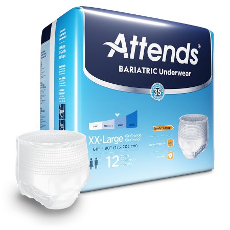 Unisex Adult Absorbent Underwear Attends® Bariatric Pull On with Tear Away Seams Disposable Moderate Absorbency