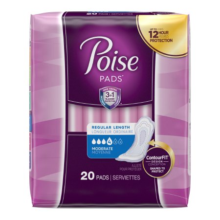 Bladder Control Pad Poise® 10.9 Inch Length Moderate Absorbency Polyacrylate Core Regular Adult Female Disposable