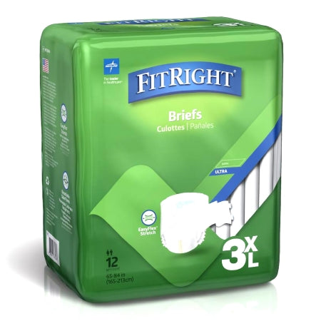 Unisex Adult Incontinence Brief FitRight™ 3X-Large Disposable Heavy Absorbency