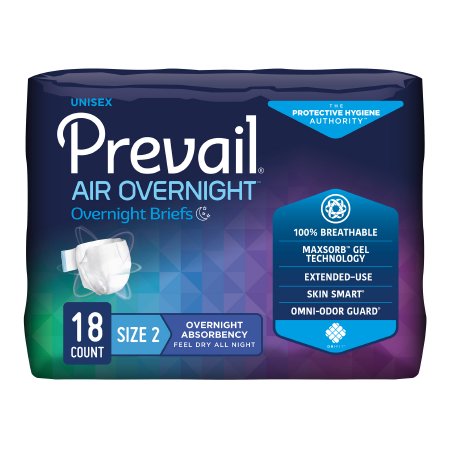 Unisex Adult Incontinence Brief Prevail Air™ Overnight  Disposable Heavy Absorbency