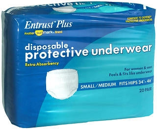 Unisex Adult Absorbent Underwear Entrust® Plus Pull On with Tear Away Seams Small / Medium Disposable Moderate Absorbency