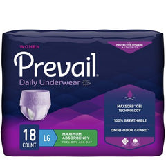 Female Adult Absorbent Underwear Prevail® For Women Daily Underwear Pull On with Tear Away Seams Disposable Heavy Absorbency