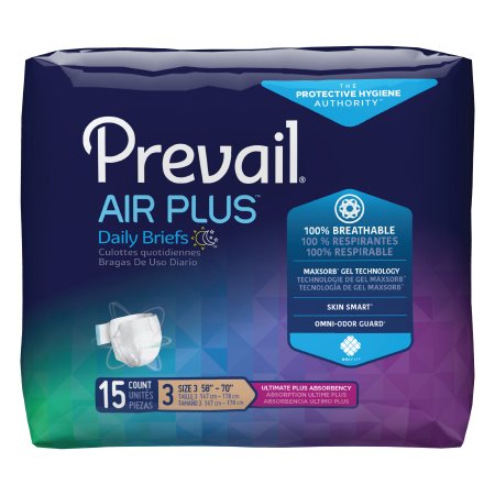 Unisex Adult Incontinence Brief Prevail® Air Plus™  Disposable Heavy Absorbency