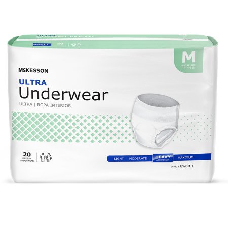 Unisex Adult Absorbent Underwear Ultra Pull On with Tear Away Seams Medium Disposable Heavy Absorbency