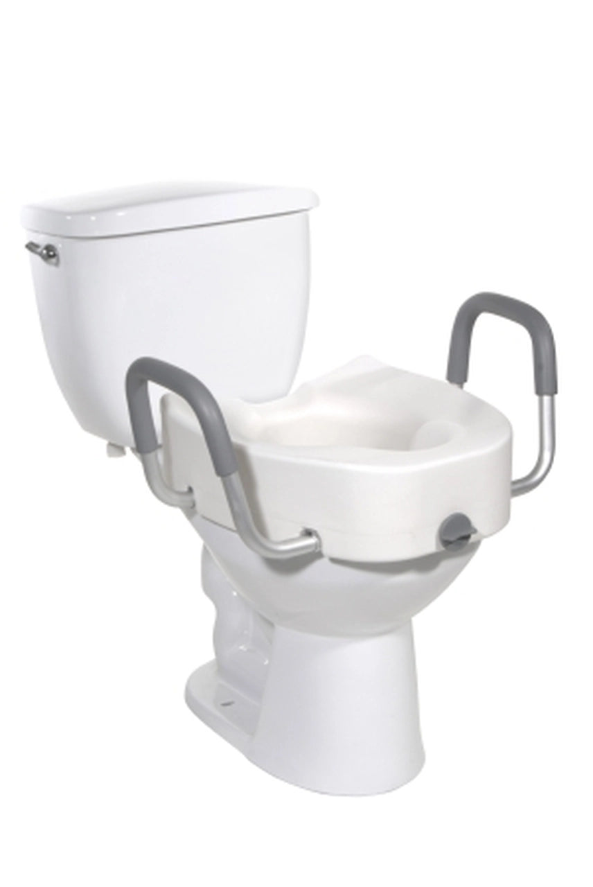 Gilgal Elongated Raised Toilet Seat /Riser with Plastic Arms 4-1/2 Inch Height